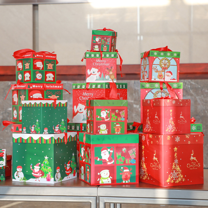 Navidad regalo embalaje caja de regalo decoración escena diseño suministros Nochebuena caja de dulces niños adultos