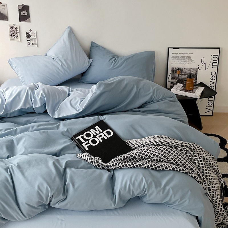 Cama de cuatro piezas A clase madre y bebé dormir desnudos ropa de cama de algodón lavado con agua cubierta cama dormitorio cama de tres piezas