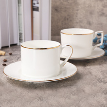 跨境貨源唐山生產金邊骨質瓷咖啡杯碟套裝來圖制作商務禮品紀念品