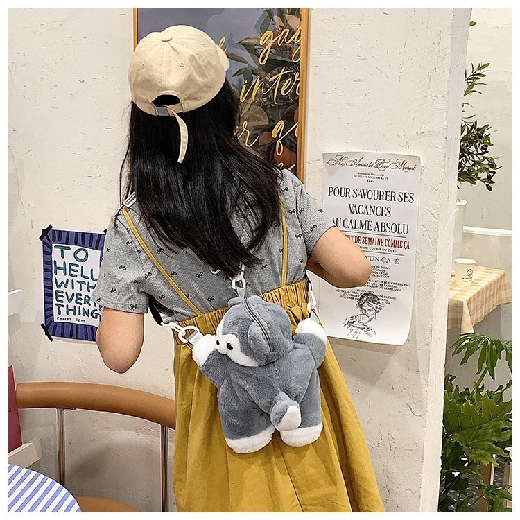 612g Weight Nylon Lining Material Zipper Closure Type Double Shoulder Straps Strap Type Casual, Shopping Occasion Plush Material Women's Backpack Backpack little bear, Dog, Sheep Pattern All Seasons Season Women's Gender Cute Style Cylindrical Shape Little Bear Dog Sheep Casual Shopping Women's Backpack 5