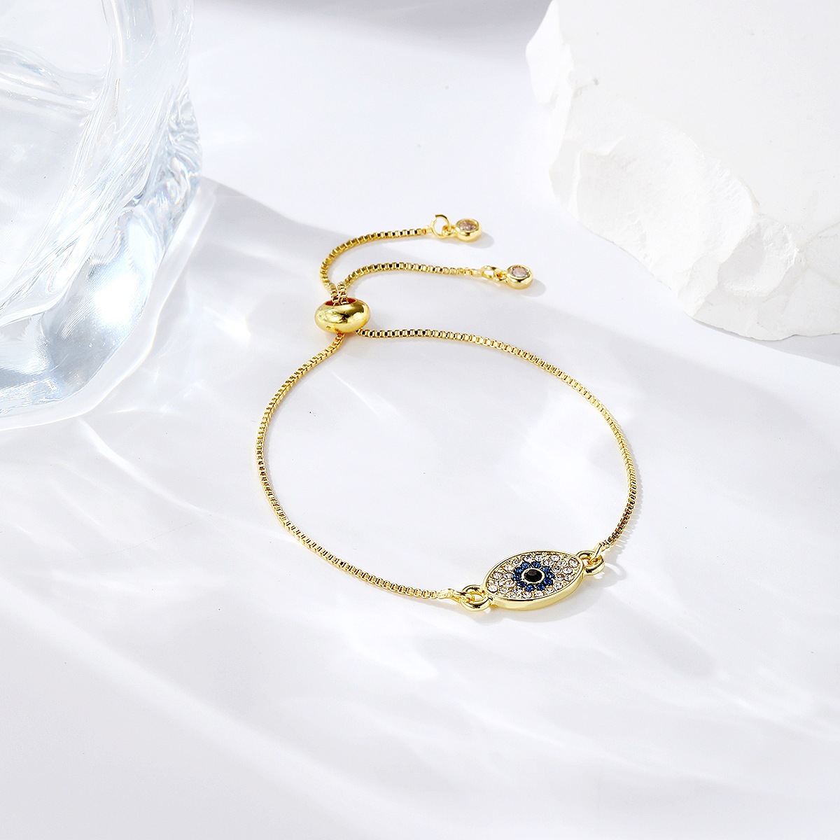 Fashion Devilu0027S Eye Square Copper Inlaid Zircon Bracelets 1 Piece