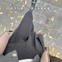 一条包容腿型的毛呢半身裙显瘦高腰梨形身材遮胯a字百褶裙中长款