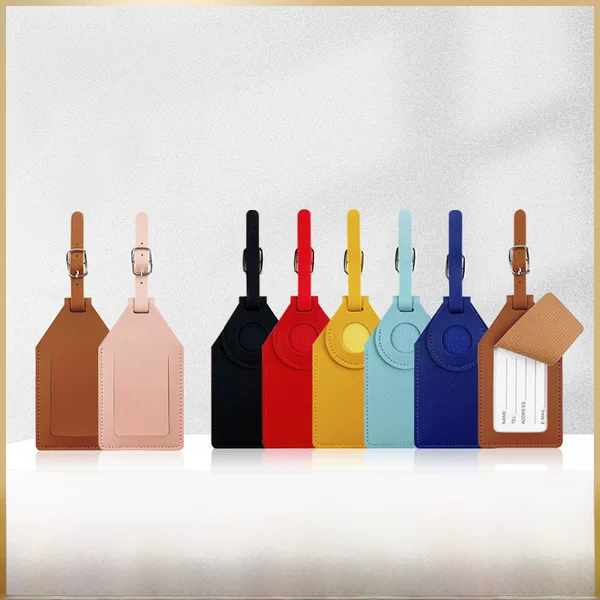 PU leather anti-lost luggage tag tracker airtags boarding pass locator protective cover with paper card luggage tag