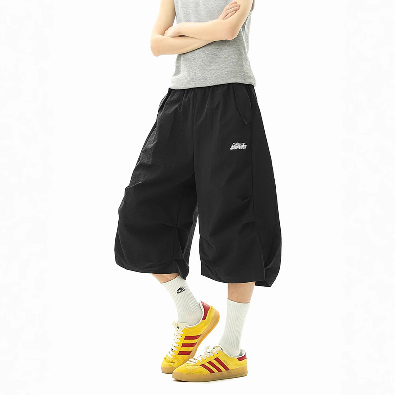 Dopamine Letter Embroidery Quick-Drying Shorts Women's Summer Outdoor Mountain Style Thin Cool Loose Wide-Leg Cropped Pants