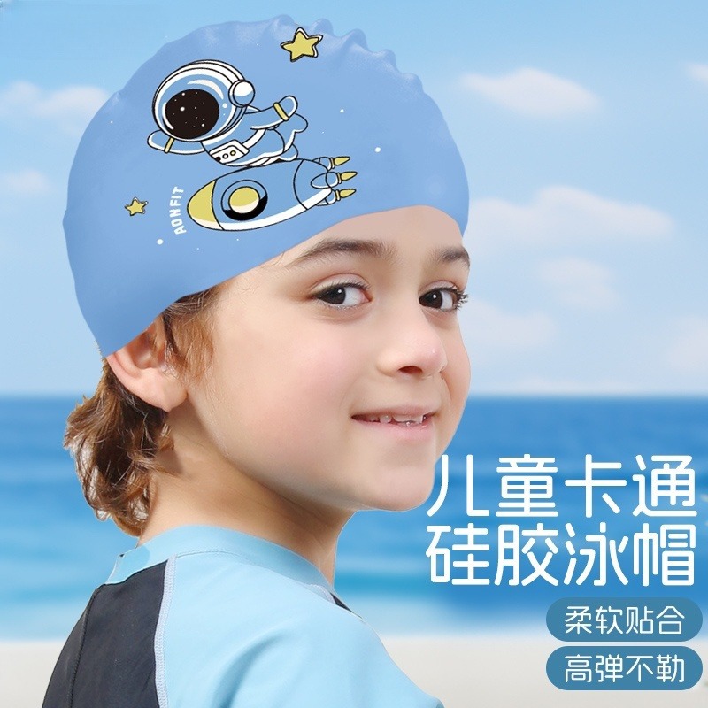 Niños sombreros de natación de dibujos animados de silicona para niños niñas cabello largo impermeable protector de orejas no estrangulación sombreros de natación de silicona equipo de natación