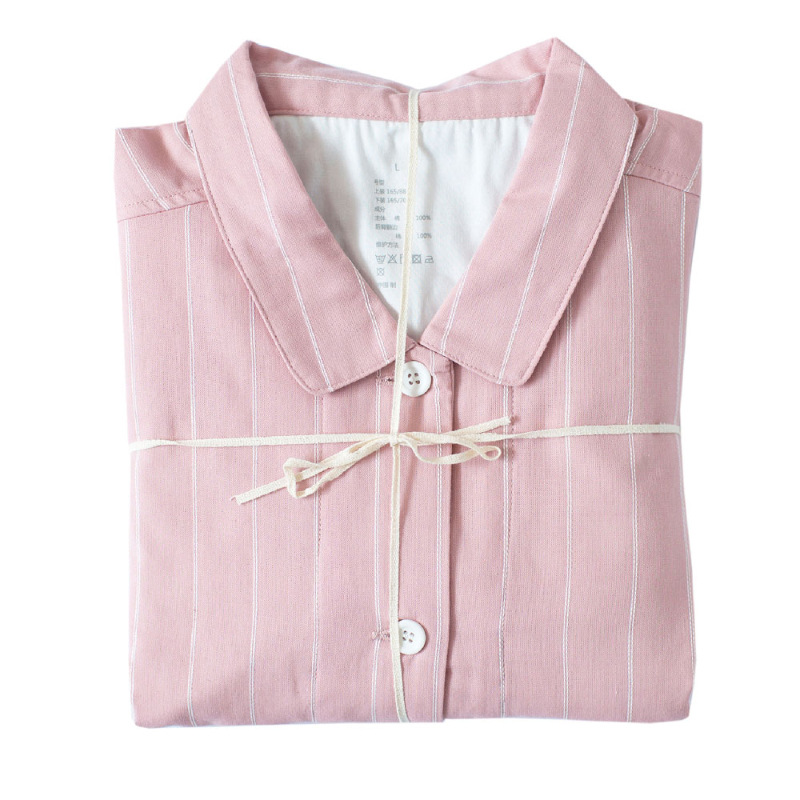 DL859 핑크 스트라이프 _ 여성용 더블 원사 긴 소매 바지 위아래로 세트