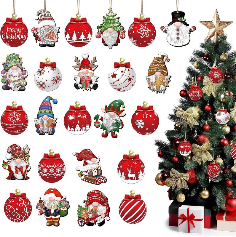 18 Wooden Hanging Ornaments - Christmas Dwarf Ornaments, Perfect for Trees, Fireplaces, and Parties 18 Wooden Hanging Ornaments - Christmas Dwarf Ornaments, Perfect for Trees, Fireplaces, and Parties