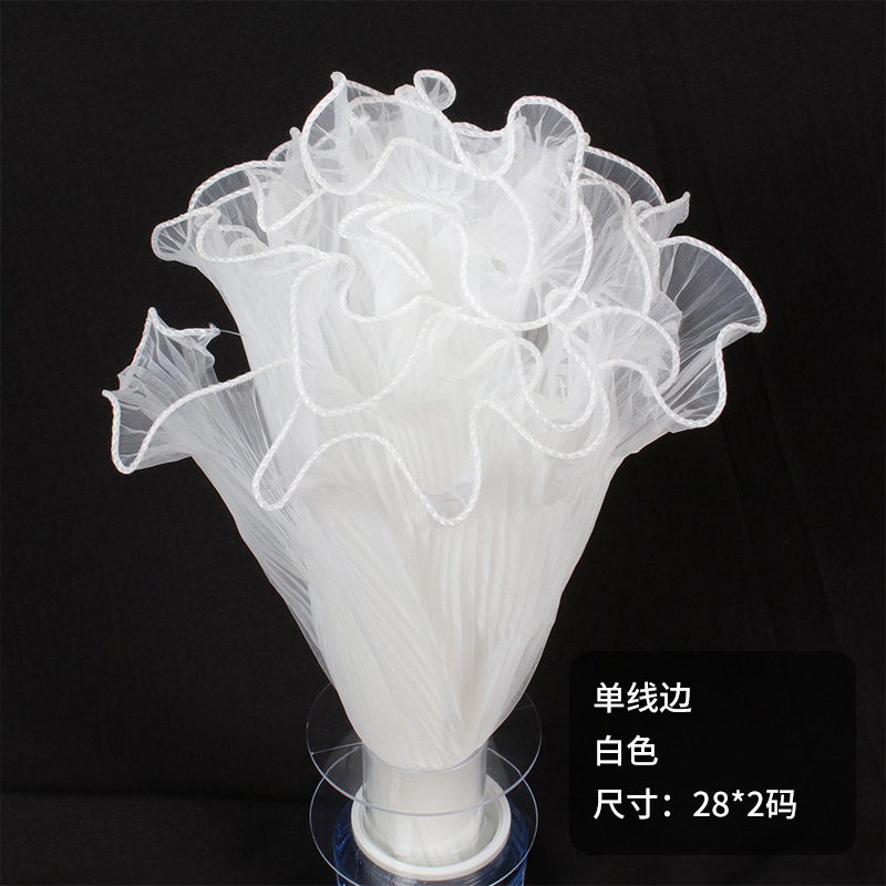 Hilo de pulverización bilateral Material de embalaje de flores del Día de San Valentín chino Hilo ondulado forrado con hilo plisado Material de tienda de flores Hilo de malla