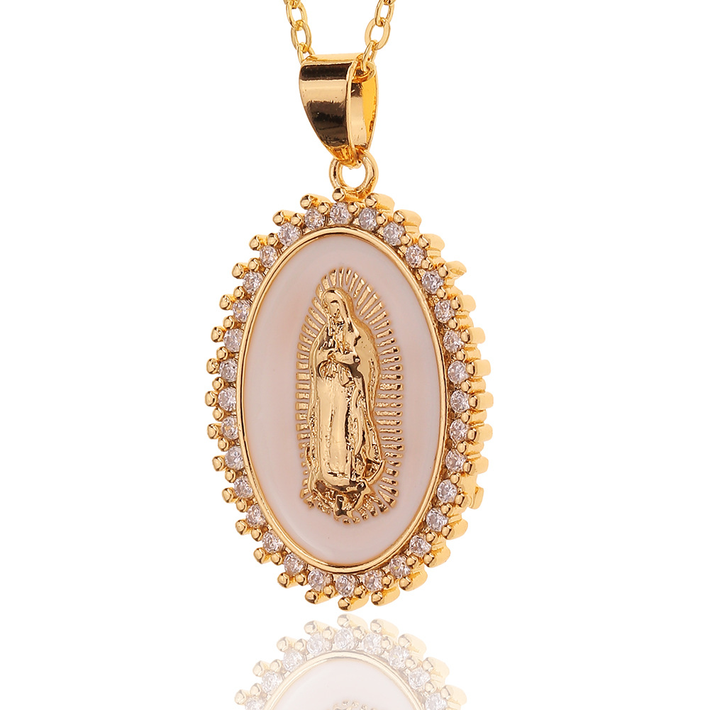 Gold-plated Copper Dripping Oil Pendant Women's Religious Necklace display picture 5