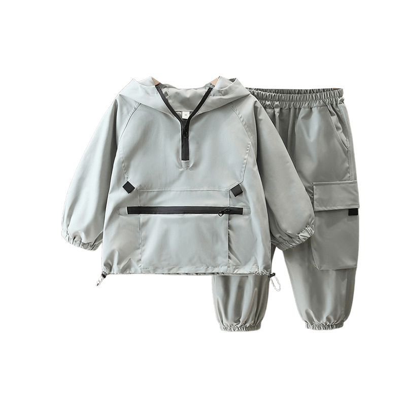 7089 Chaqueta de primavera para niños, estilo occidental, gabardina coreana con capucha, primavera y otoño, nueva chaqueta de todo fósforo, primavera