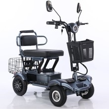 小型老年人电动四轮车女士接送孩子代步电瓶车带筐长续航远照明颜
