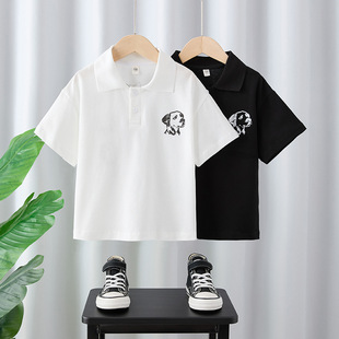 Boys Short-Sleeved T-Shirt 2025 New Kidsren's Polo Shirt Printed Cartoon T-Shirt Handsome Half-Sleeved Boy Clothes