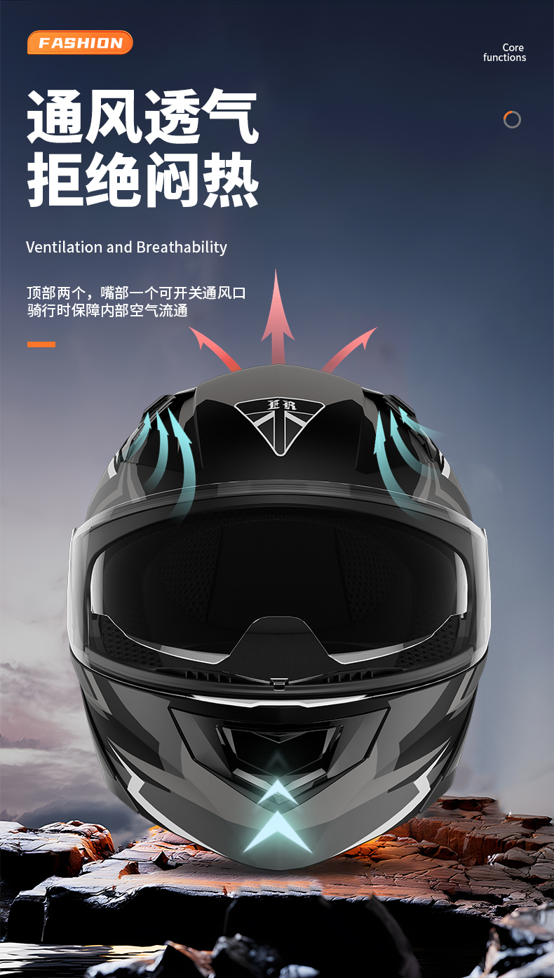 Men's and Women's Winter Warm and Anti-Fog 3C Certified Motorcycle Helmets, Electric Vehicle Full-Face Helmets, Four-Season Universal Double-Mirror Open-Face Helmets