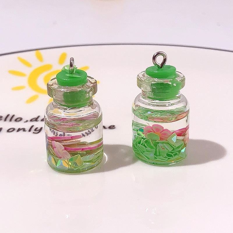 Nuevo acrílico polvo flash botella de deriva DIY accesorios botella de deriva creativa caja de teléfono móvil material de llavero aretes