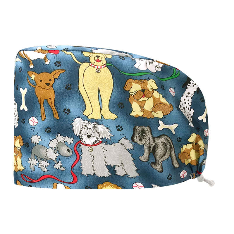 Sombrero de algodón estampado, bonito sombrero de enfermera, dientes, electrocardiograma, herramienta médica, patrón, sombrero de trabajo, sombrero Baotou, exportación