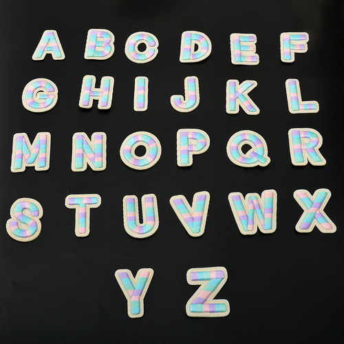 Self-adhesive colorful embroidery 26 letters English fabric patches fashion clothes patches mobile decoration couple bags hats patch holes