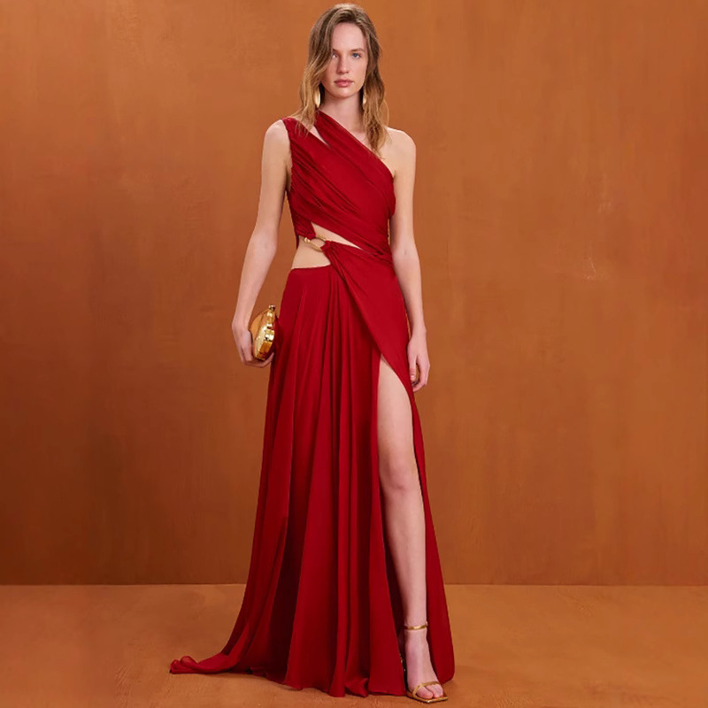 New 2025 European and American Party Dress Sister Group Bridesmaid Dress Skirt Export Sweet Style Red Dress