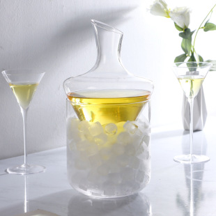 Cross-border ice bucket decanter crystal glass household fast decanter European-style oblique wine cooler wholesale