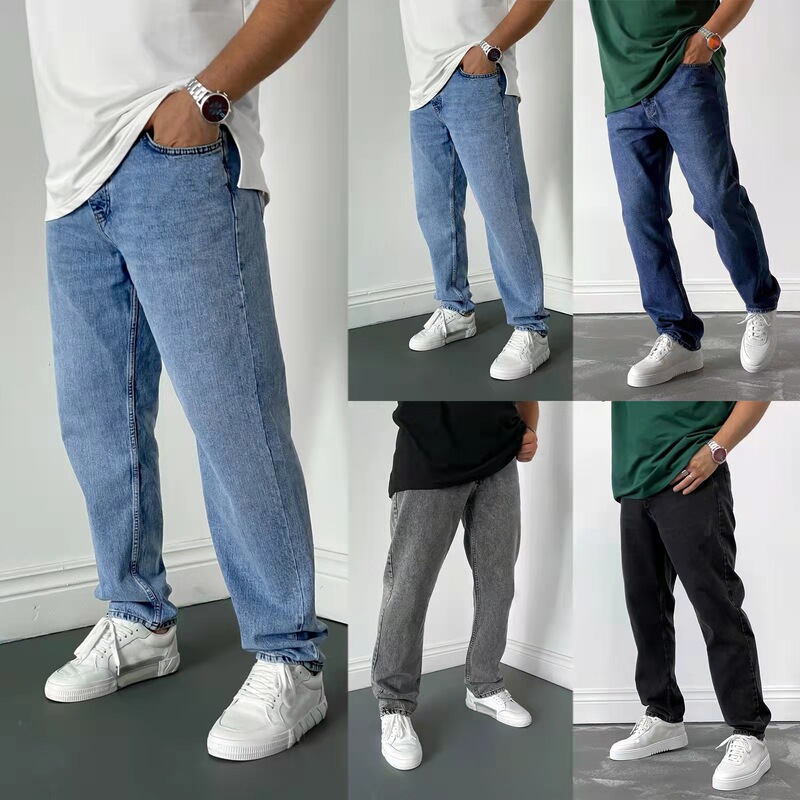 European and American Southeast Asian Men's Gold Classic Small-Foot Jeans Amazon Aliexpress Simple Four-Color New Style