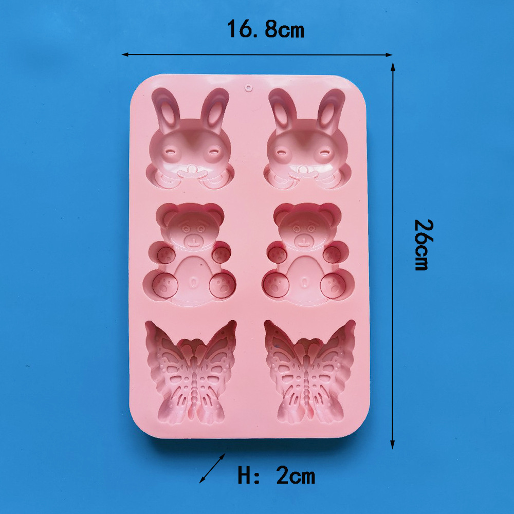 6 litros de oso mariposa molde de silicona pastel helado pudín molde de postre jabón utensilios de cocina