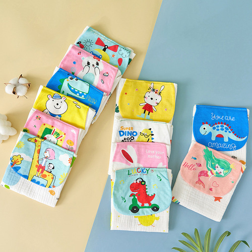 Sweat-absorbent towel baby cotton wrinkle cloth sweat-absorbent towel children's sweat-proof towel kindergarten pad sling newborn baby sweat-proof towel