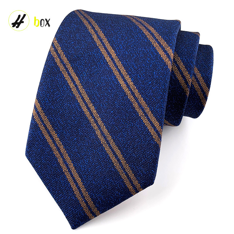 8cm mano corbata de poliéster de los hombres teñidos de hilo de rayas de desgaste formal profesional traje de negocios accesorios de fábrica en stock al por mayor