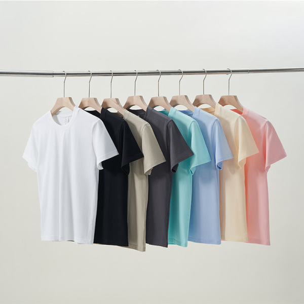 Summer cotton solid base body-friendly white short sleeve T-shirt