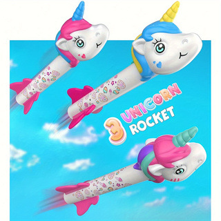 Unicornio transfronterizo volador dinosaurio cohetes cañón pie lanzador de cohetes al aire libre lanzamiento de cohetes juguetes de catapulta de vuelo