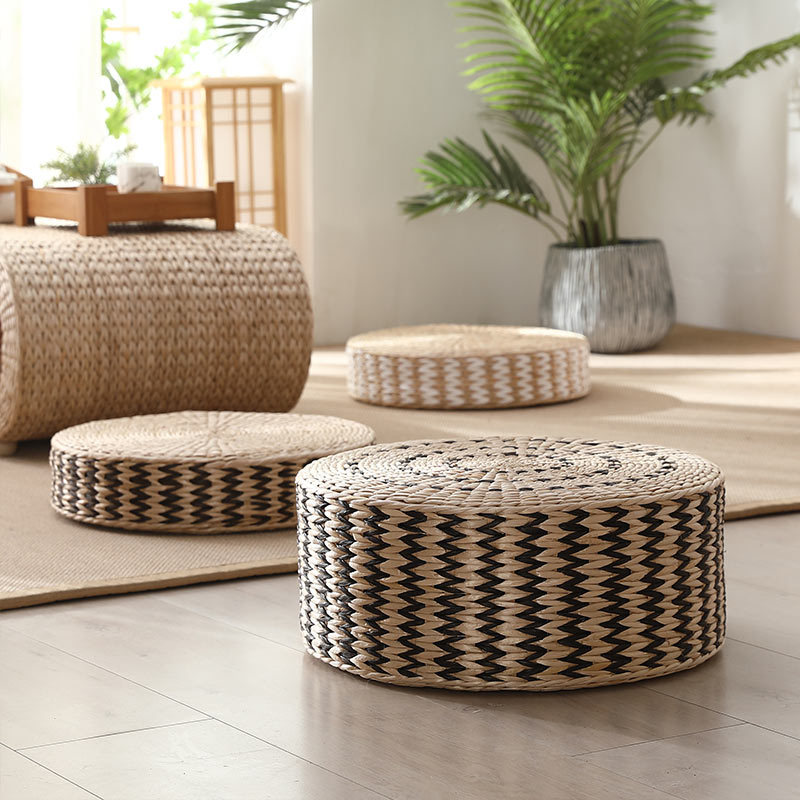 Ready Hand-woven Futon Tea Ceremony Straw Tatami Mat Fu Mat Round Zen Meditation Worship Buddha Cushion Rattan Weaving