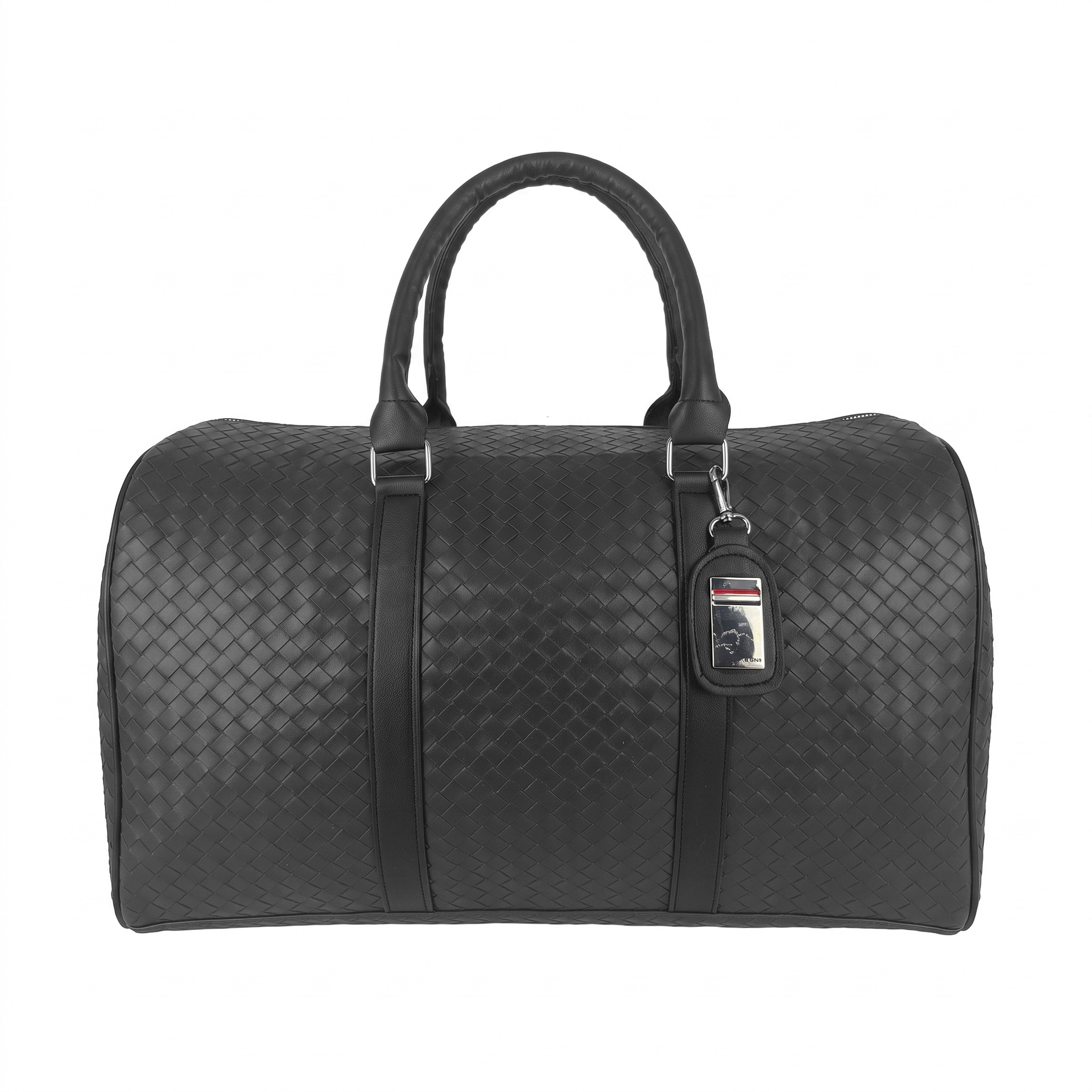 Gray woven travel bag