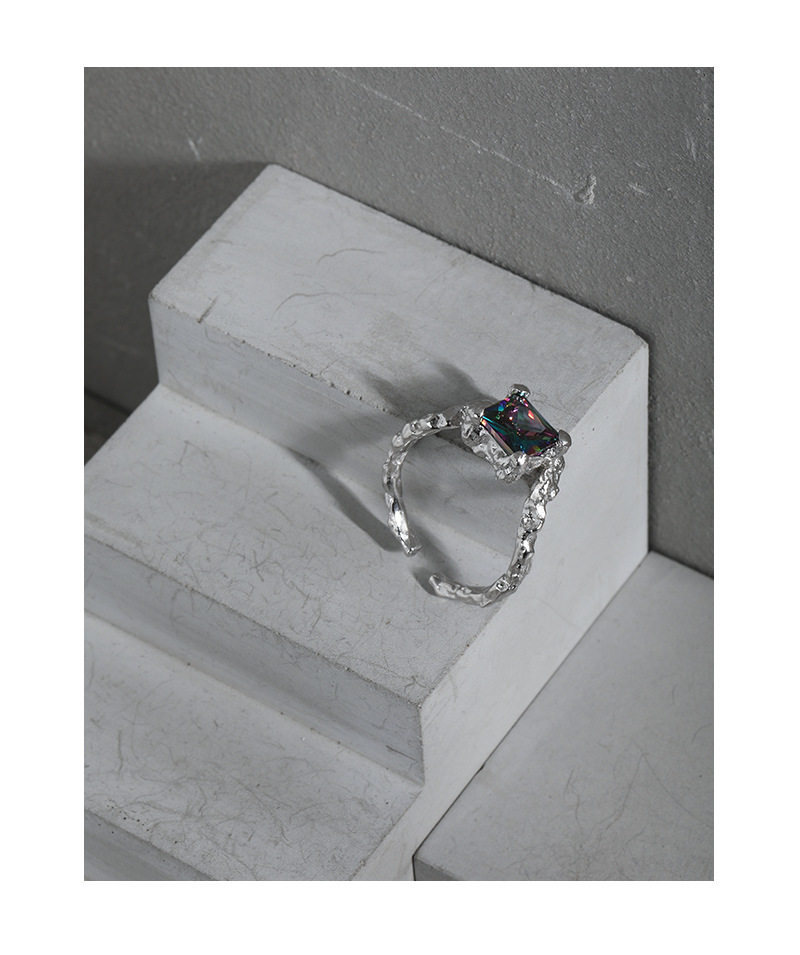 niche design minimalist micro-inlaid zircon texture S925 silver open ring