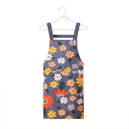 Canvas shoulder strap waterproof oilproof apron household anti-stain kitchen unisex workwear advertisement