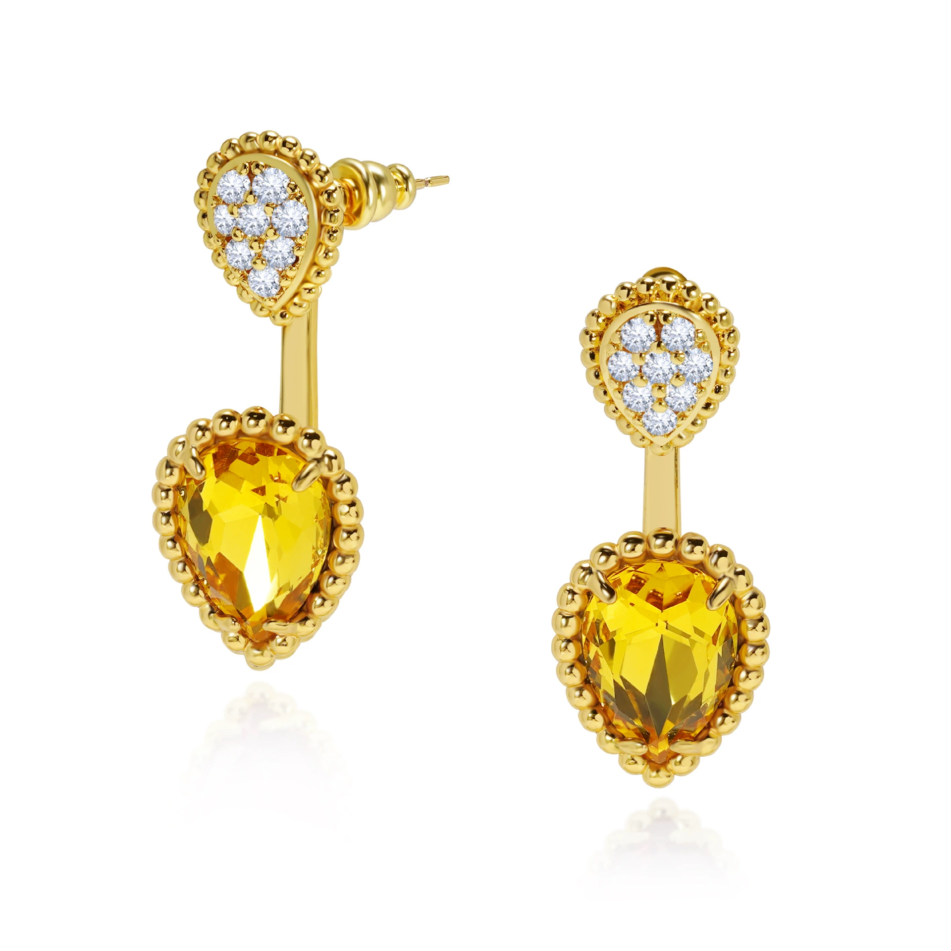 Multicoloured crystal earings drop-shaped, earrings, diamond encrusted