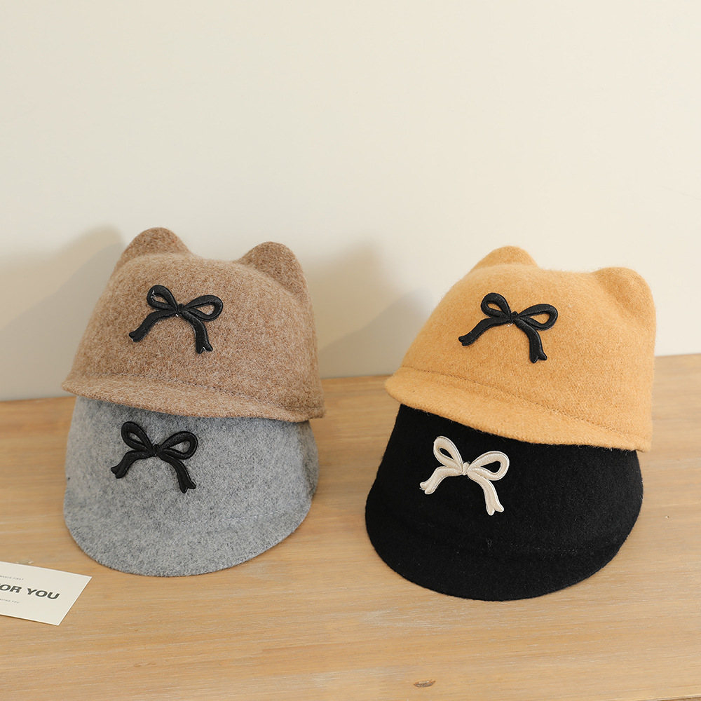 Sombreros para niños otoño y invierno bordados tridimensionales arco corto gorro de niñas gorro de moda británico gorro equestre para bebés masculinos
