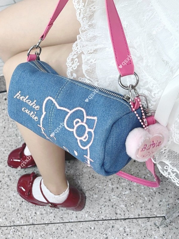 HelloKitty牛仔包包2025新款可爱手机包凯蒂猫手提小包斜挎包女|undefined