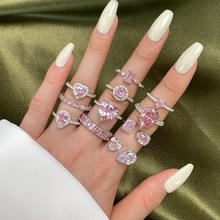 ����s925������ָ��Ƕ��ɫˮ�ΰ����ʯ��ָ���������ָ����Ů