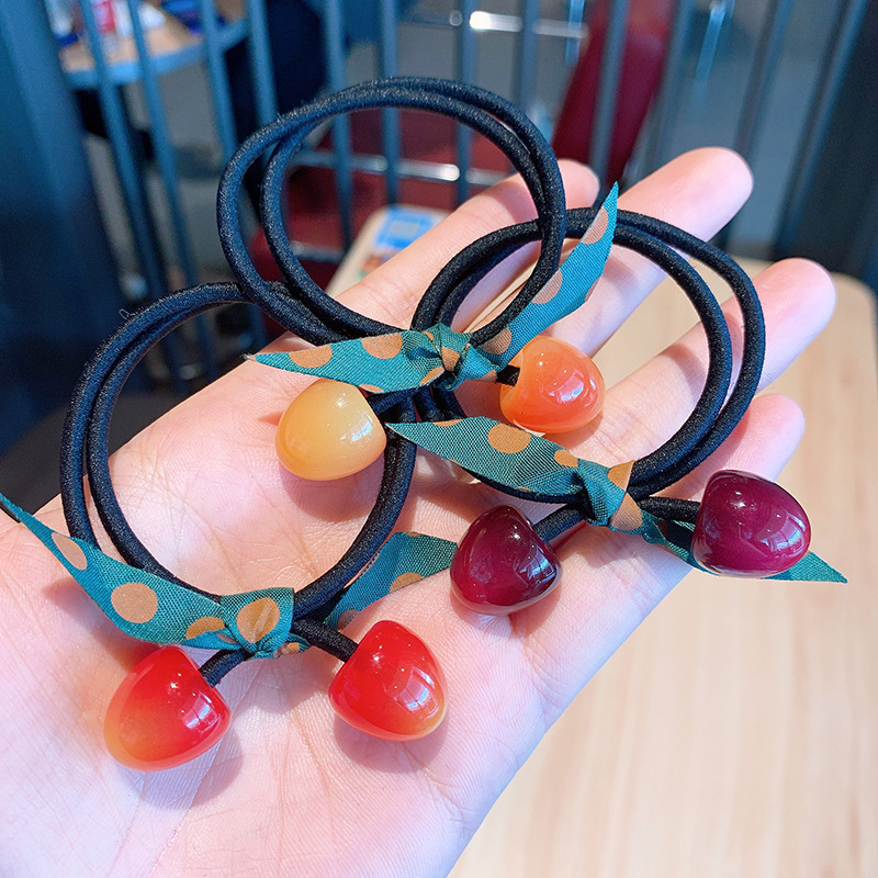 11g Weight Hair Tie Hair Accessories Type 1 Piece, 1 Set Quantity Casual, Daily Occasion Cherry Pattern All Seasons Season Women's Gender Sweet Style Sweet Women's Cherry Cloth Hair Tie 7