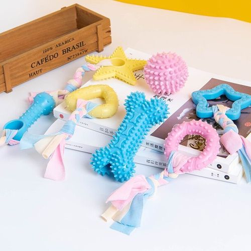 Macaron TPR cloth pet dog teething stick chewing gum small dog teeth cleaning and chewing toys wholesale