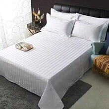 宾馆床单白色酒店宾馆洗浴学生宿舍白缎条双人单人按摩独立站