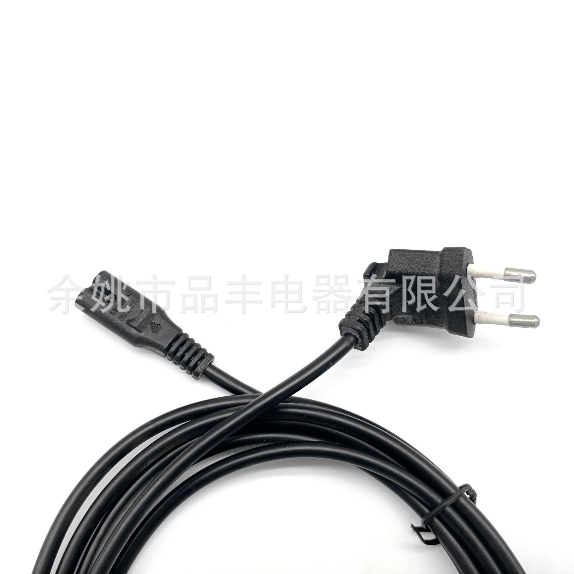 欧洲2芯电器插头 暖桌垫电源线 欧标二芯弯头圆插电源线带八字尾