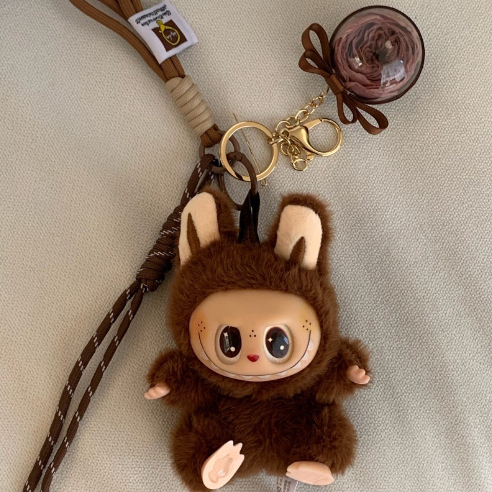 브라운 작은 천 열쇠고리