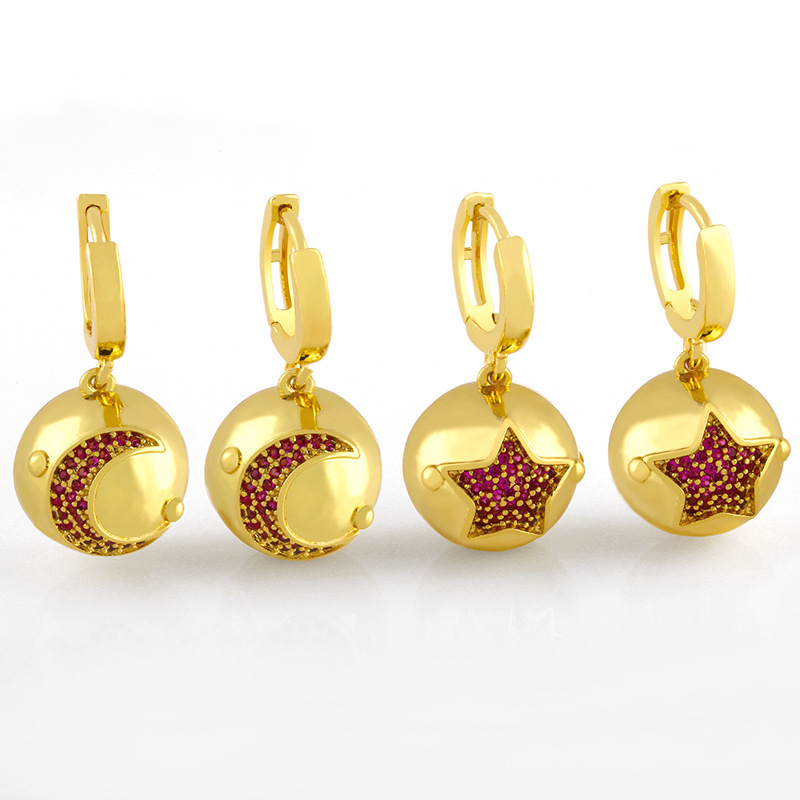 Korean Simple Star Moon Earrings display picture 3