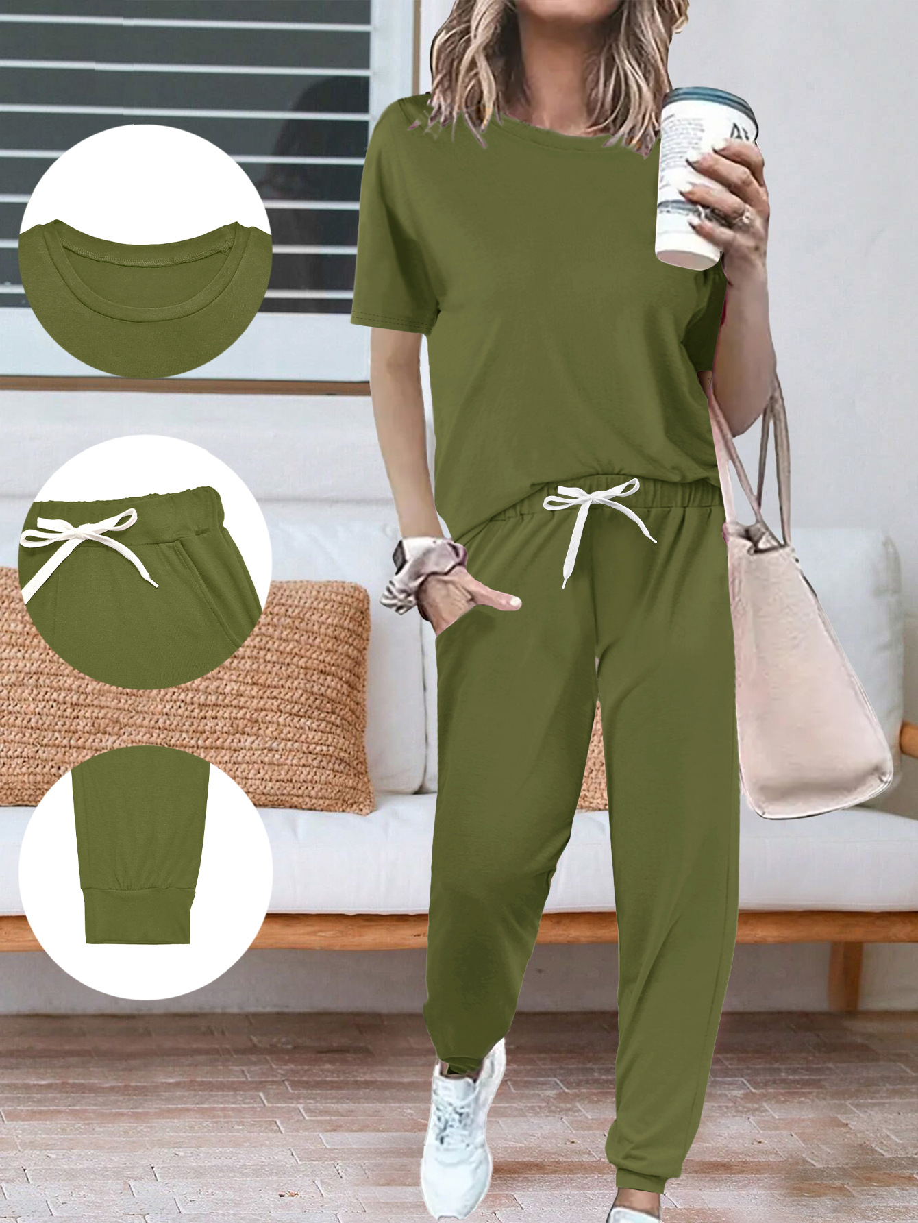 Completo donna due pezzi t-shirt a maniche corte e pantaloni_voghion.com