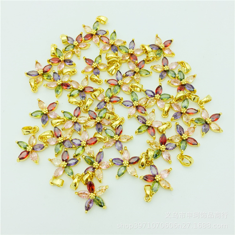 Copper colorful pendant with zircon