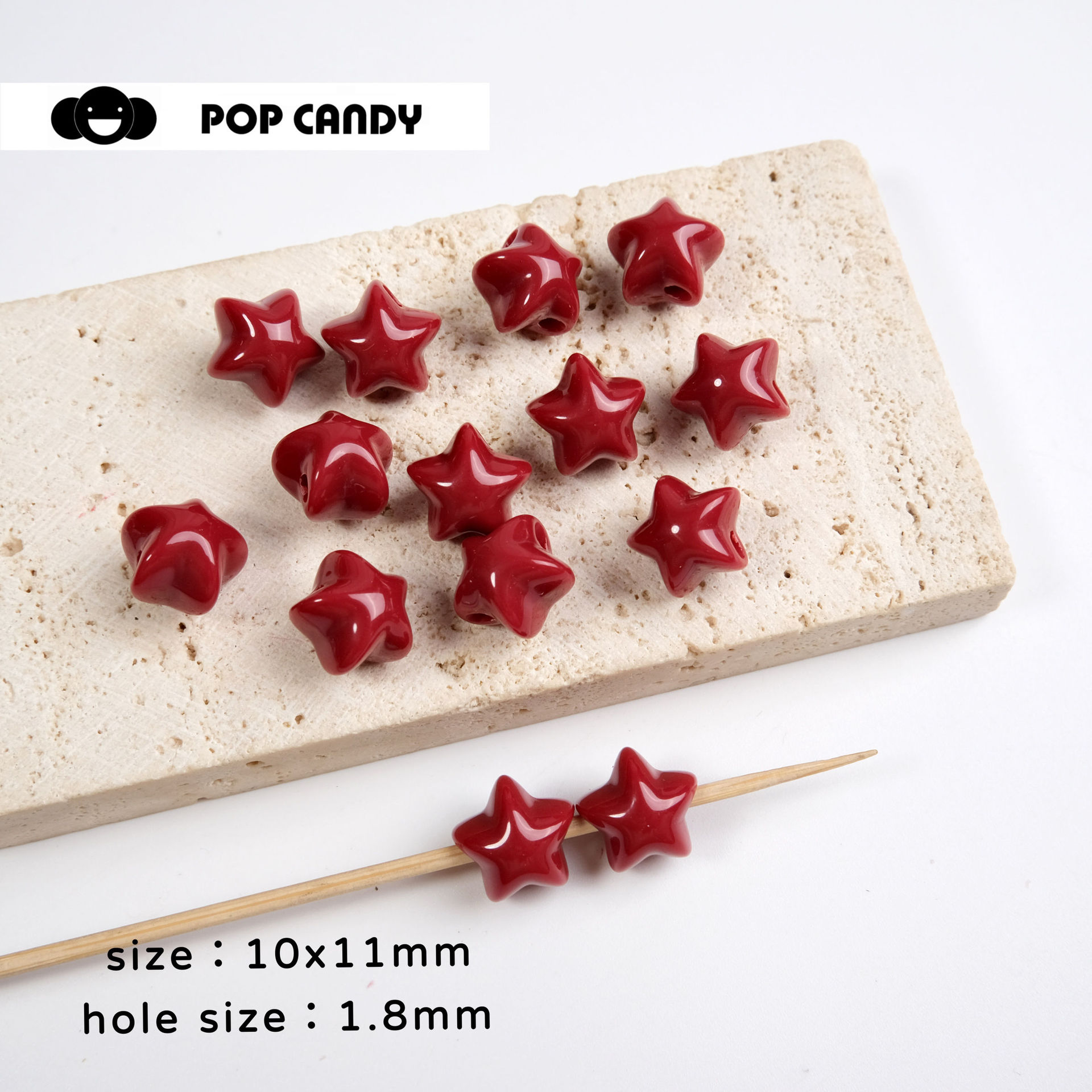 Acrílico color sólido estrella de cinco puntas accesorios pequeños cuentas accesorios de joyería de bricolaje hechos a mano cadena de teléfono móvil llavero material cuentas