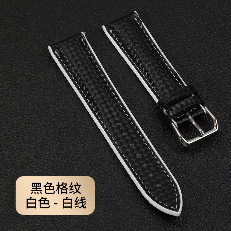 FUENTE fabricante inferior de silicona primera capa correa de reloj de piel de vaca a prueba de sudor Plaid multicolor inferior de silicona correa de reloj de cuero 12 ~ 20