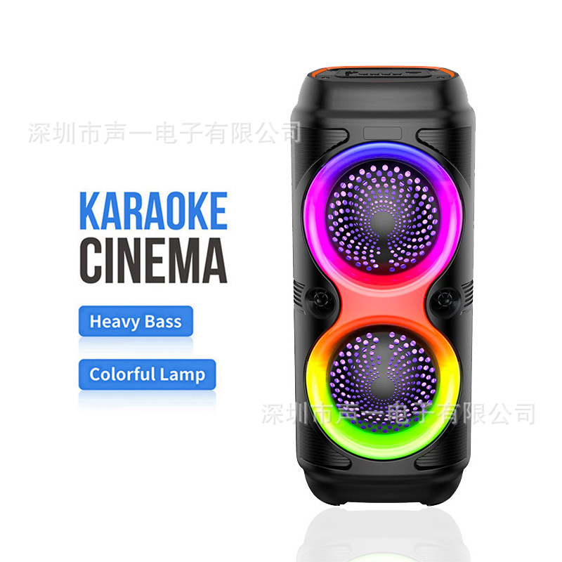 Altavoz Bluetooth portátil dual de 4 pulgadas con luces RGB, subwoofer para fiestas, altavoz de karaoke con ranura para tarjeta