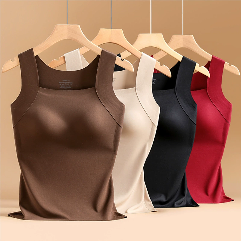 Осенне-зимний бесшовный термовест больших размеров с эффектом «второй кожи» для женщин, с фиксированными чашками, улучшающий цвет лица, термобелье.