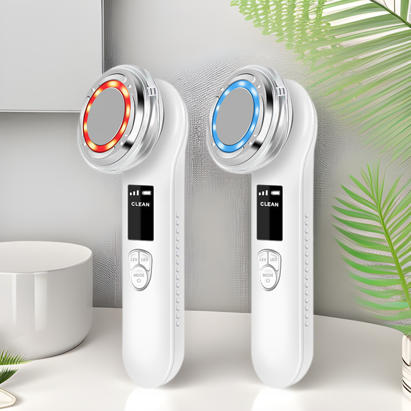 Cross-Border Home Beauty Instrument Hot and Cold Pulse Microcurrent Introduction Instrument Color Light Vibration Massager Cleansing and Rejuvenation Instrument