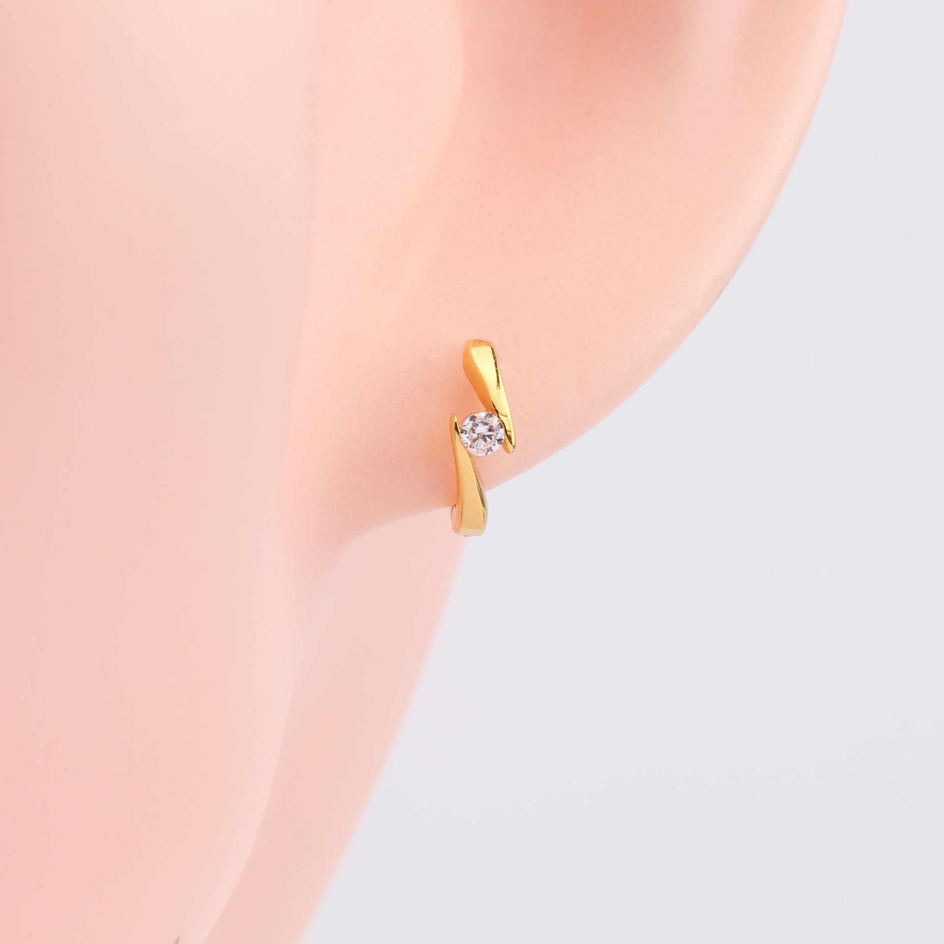925 Sterling Silver Ear Needle Material 18K Real Gold Plated, Rhodium Plated Plating Material 1 Pair 925 Sterling Silver Zircon Geometric Earrings